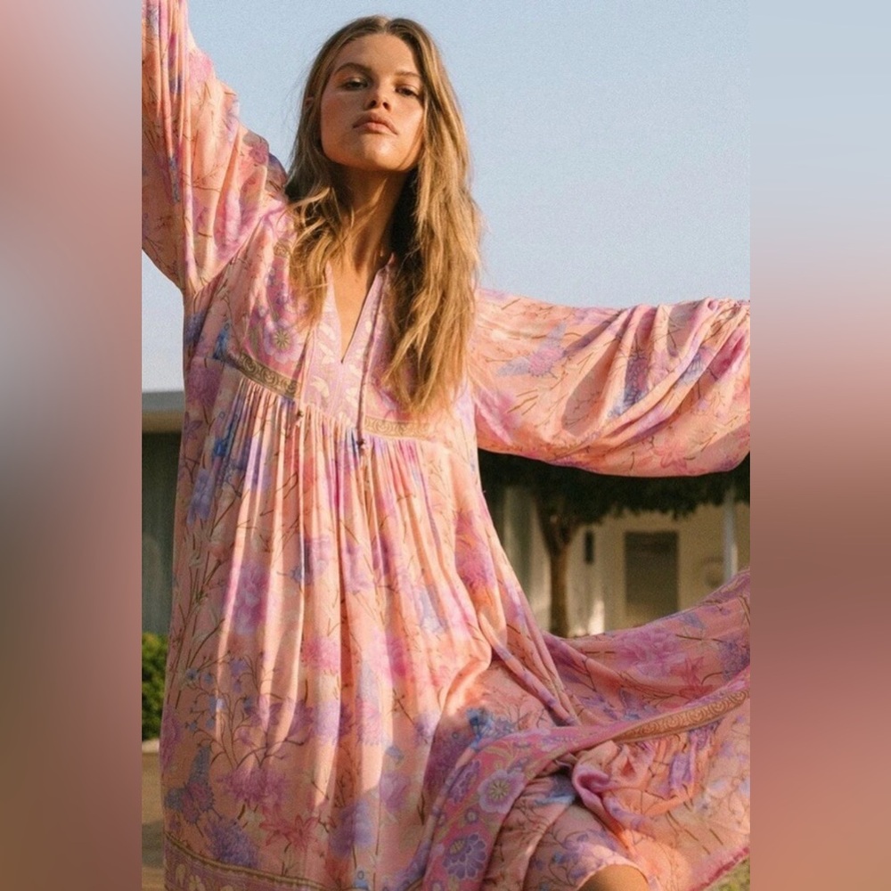 Spell Pink and Lavender Floral Maxi Dress